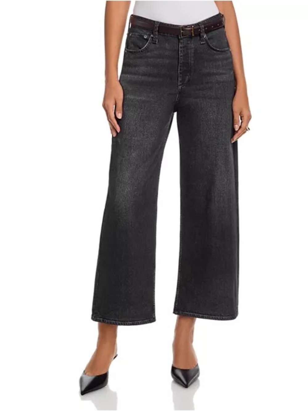 Rag & Bone Miramar Terry Andi Wide Pant Faded Black  30 NEW MSRP $248